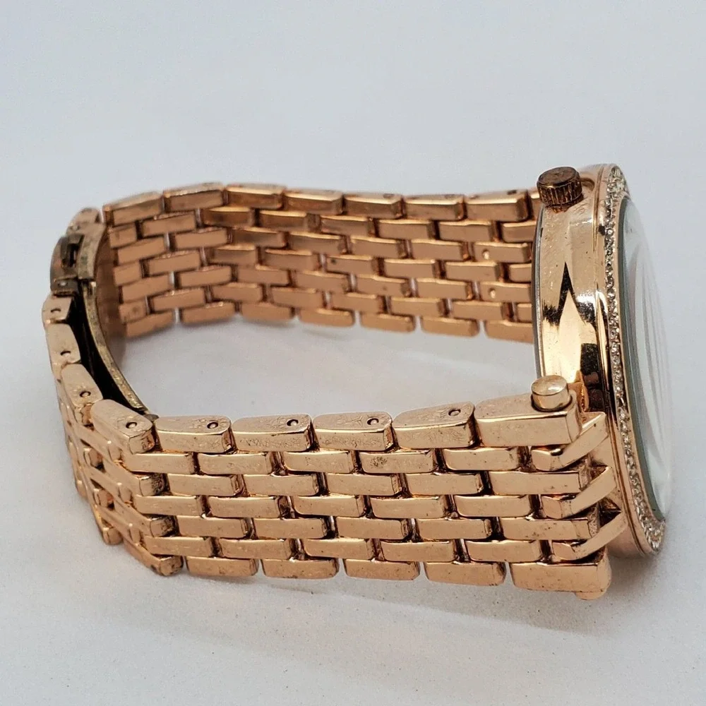 38MM Women's Watch Crystal Bezel Gold‎ Dial Bracelet 6